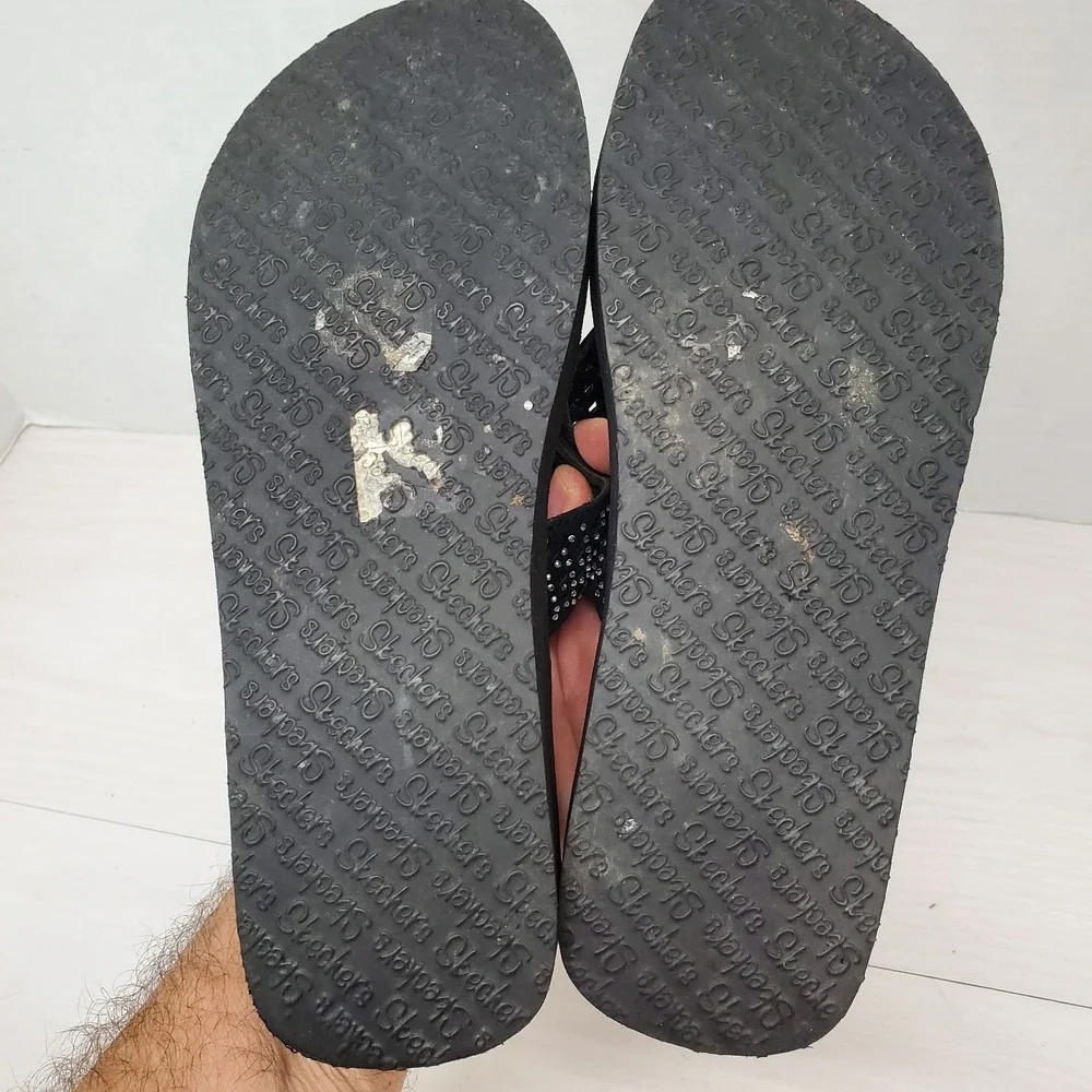 Skechers‎ Yoga Foam Beeded Flip Flops Womens 9 Boho Fast Shipping